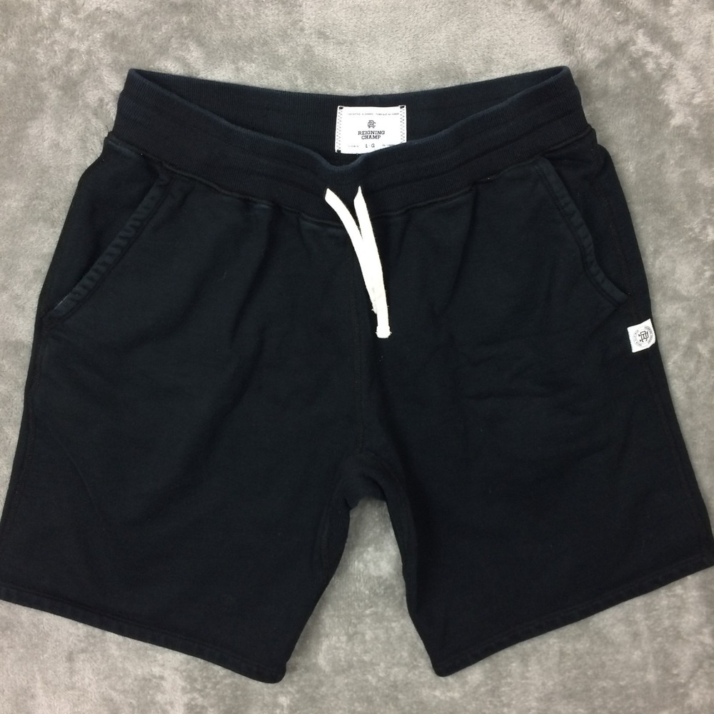 Reigning Champ Sweat Shorts Mens Large Midweight Terry Black Made in Canada